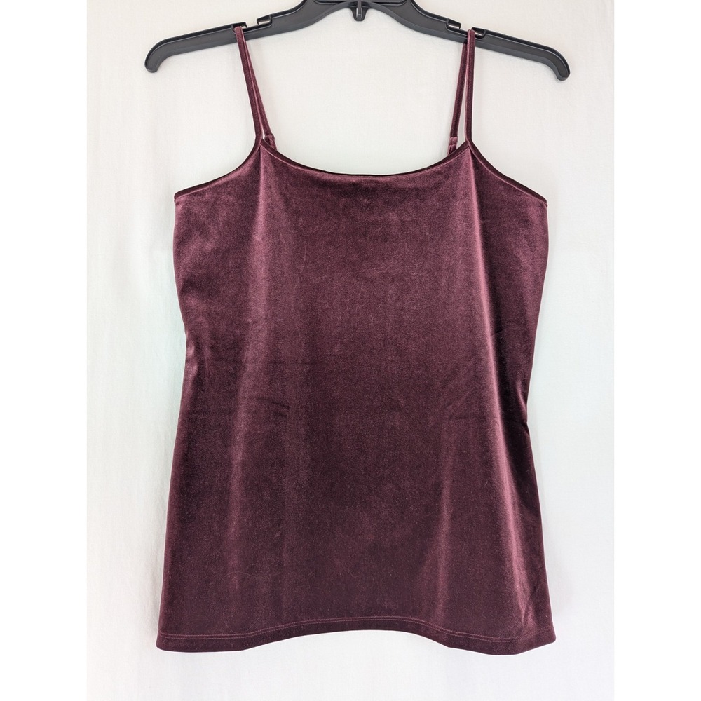 Loft Outlet Tank Womens Sz L Maroon Velvet Camisole Spaghetti Strap Top NEW